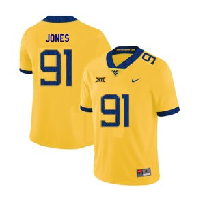 Men's West Virginia Mountaineers NCAA #91 Reuben Jones Yellow Authentic Nike 2019 Stitched College Football Jersey AV15M35KN